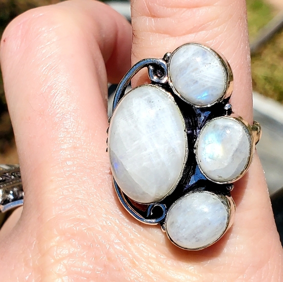 New Rainbow Moonstone 925 Silver Ring. - Picture 3 of 8